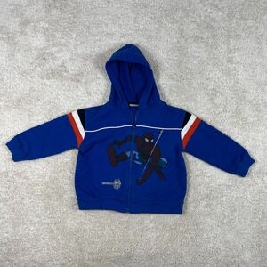 Y2K Spider-Man 3 Marvel Blue Zip Up Hoodie Kids Infants 24M Graphic Sweatshirt